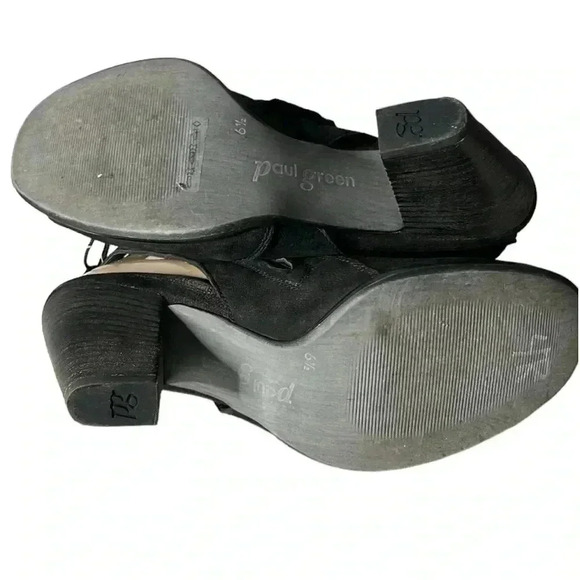PAUL GREEN Black Leather Slingback Heel Open Toe Sandals Size 6.5 - Picture 5 of 8
